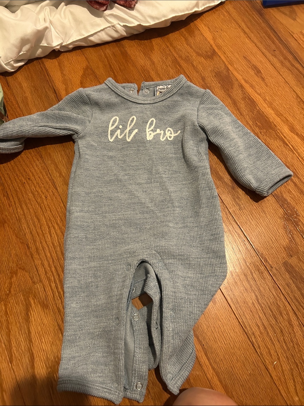 Lil Bro Knit Footed One-Piece in Light Blue